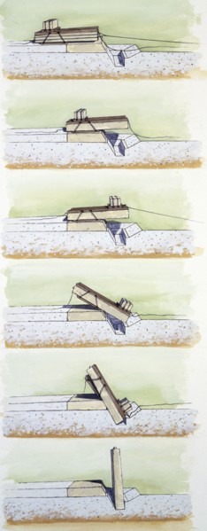 Raising a sarsen stone, Stonehenge, c25th century BC, (c1990-2010)
