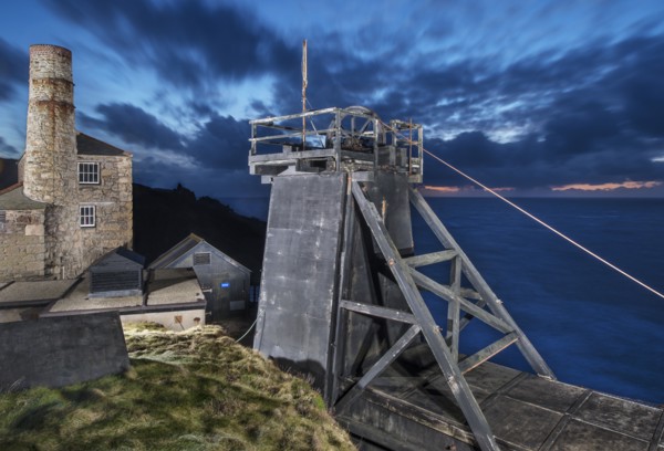 Skip shaft headframe, Geevor Mine (Levant Section), Trewellard, St Just, Cornwall, 2015