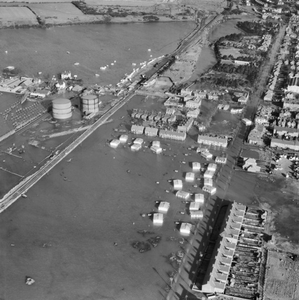 Flooding around Langer Road, Felixstowe, Suffolk, 1953