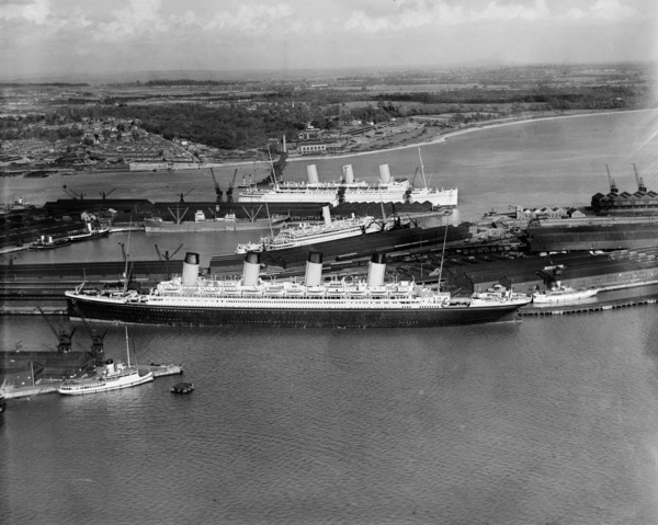 The RMS 'Olympic' in White Star dock 44, Southampton, Hampshire, 1933