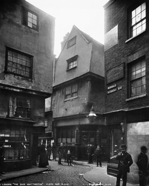 The Old Dick Whittington public house at 24 Cloth Fair, London, 1890s. Creator: Augustin Rischgitz.