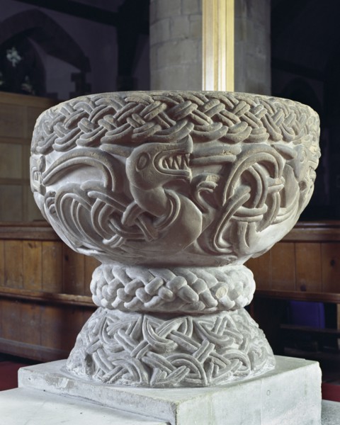 Norman font, Church of St Cassian, Chaddesley Corbett, Worcestershire, c2006