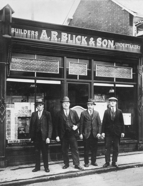 Employees of AR Blick and Son, builders and undertakers, Stonehouse, Gloucestershire, 1935