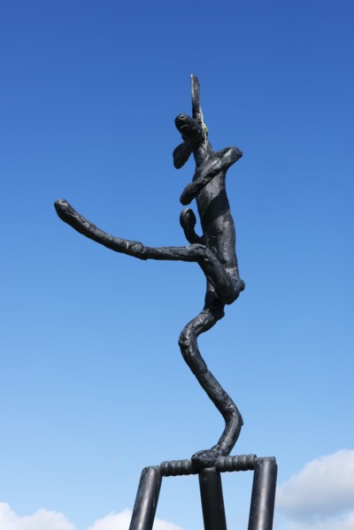 The Cricketer', sculpture by Barry Flanagan, Jesus College, Cambridge, Cambridgeshire, 2015