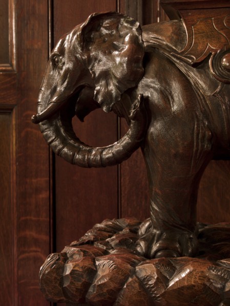 Carved elephant in the entrance hall, Cutlers' Hall, Warwick Lane, City of London, 2011