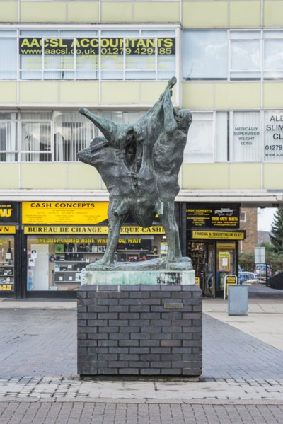 Meat Porters', sculpture by Ralph Brown, Market Square, Harlow, Essex, 2015
