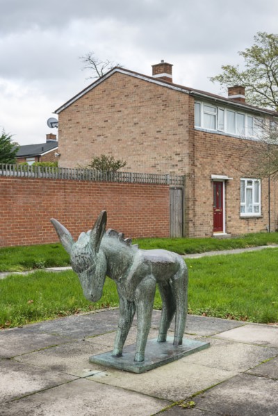 Donkey', sculpture by Willi Soukop, Pittman's Field, Harlow, Essex, 2015