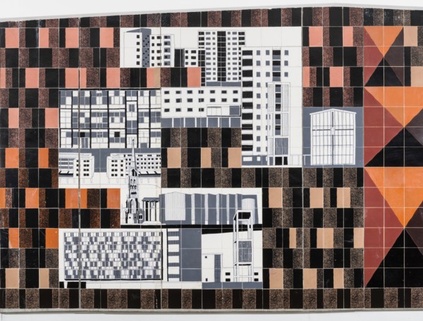 Tiled mural by Gordon Cullen, Coventry, West Midlands, 2014