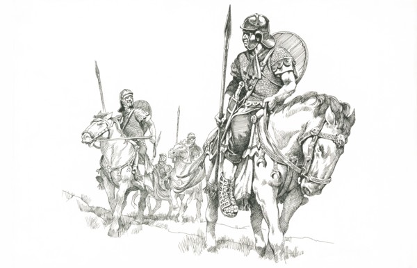 Roman soldiers on patrol near Hadrian's Wall, c1985-c2000