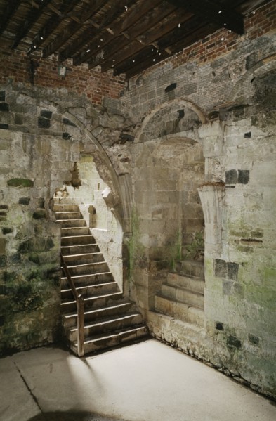 Basement of the north tower of the inner bailey, Pevensey Castle, East Sussex, c1990-c2017(?)