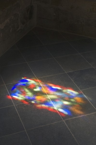 Patterns of colour and light from a stained glass window, Dover Castle, Kent, c2009