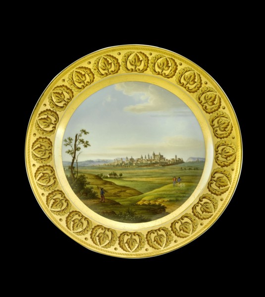 Dessert plate depicting the battlefield of Salamanca, Spain, 1810s