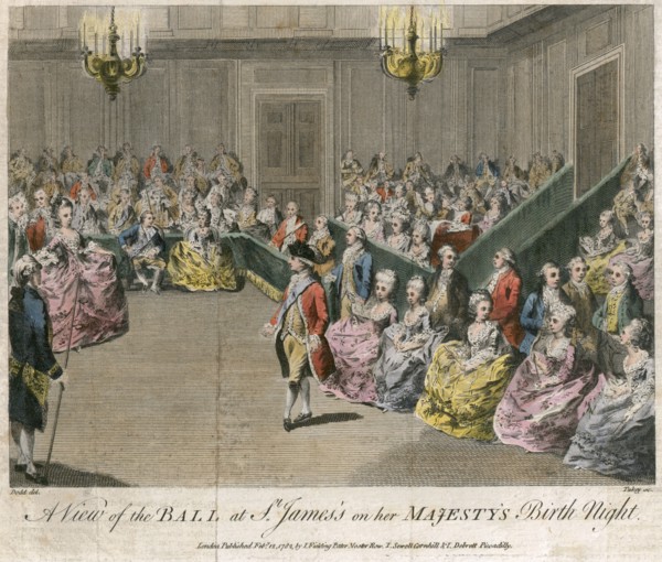 A view of the Ball at St James's on her Majesty's birth night', 1782