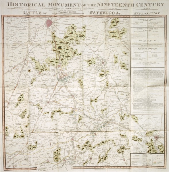 Map of the Waterloo campaign, 1815, Walmer Castle, Kent