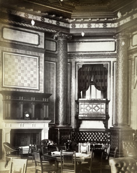 Smoking room, National Liberal Club, Whitehall Place, Westminster, London, 1887
