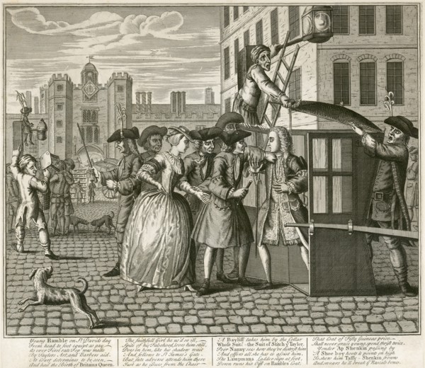 Satrical print depicting St James Palace, London, 1740