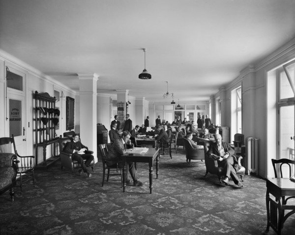YMCA reading room, Exeter Hall, Strand, London, 1907