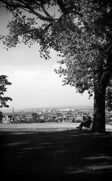 View towards Tilbury Docks, Essex, from the heights behind Gravesend, Kent, c1945-c1965