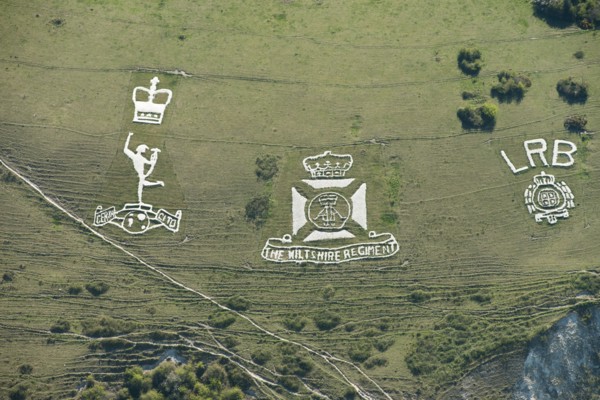 Chalk military badges, Fovant Down, Wiltshire, 2015
