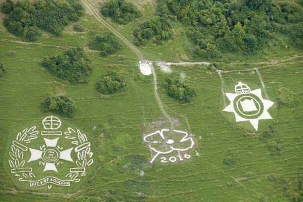 Chalk military badges, Fovant Down, Wiltshire, 2016
