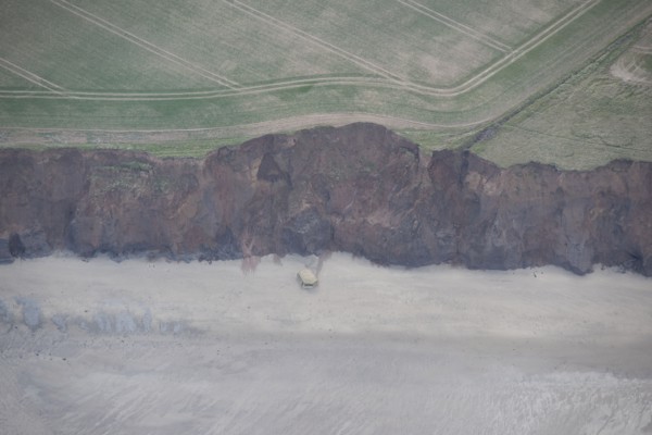 Collapsed pillbox on the beach, near Beacon Hill, East Riding of Yorkshire, 2014