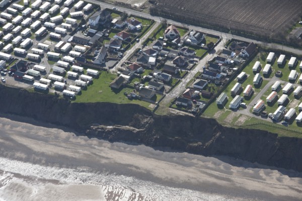 Coastal erosion by Westholme Avenue, Hornsea, East Riding of Yorkshire, 2014