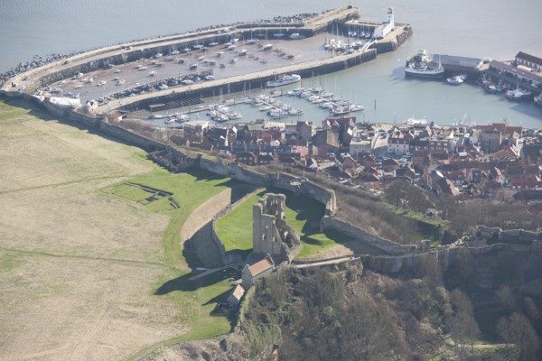Harbour and ruins of the Castle, Scarborough, North Yorkshire, 2014