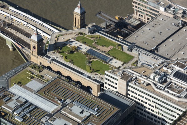 Cannon Street Railway Station and Cannon Bridge Roof Garden, London, 2018