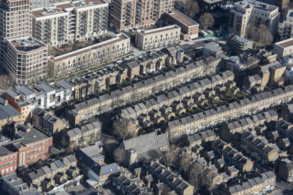 Terraced houses along Larcom Street, Walworth, London, 2018