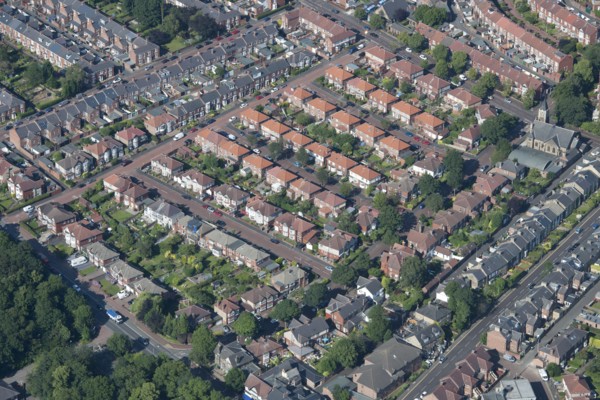 Rows of semi-detached houses, Gateshead, Tyne and Wear, 2015