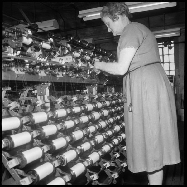 Woman worker, Wellington Mill, Strangman Street, Leek, Staffordshire, 1960-1974
