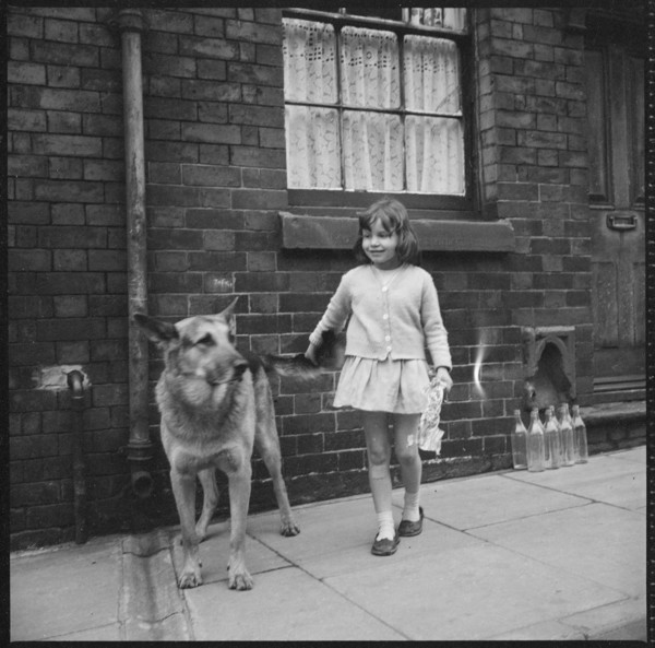 Girl and dog, Middleport, Burslem, Stoke-on-Trent, Staffordshire, 1965-1968