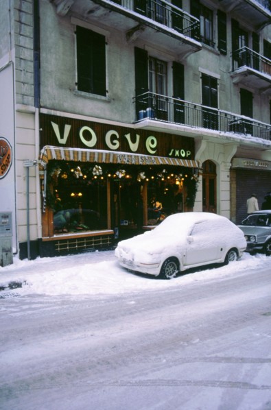 Car covered in snow in French street. Artist: Unknown.