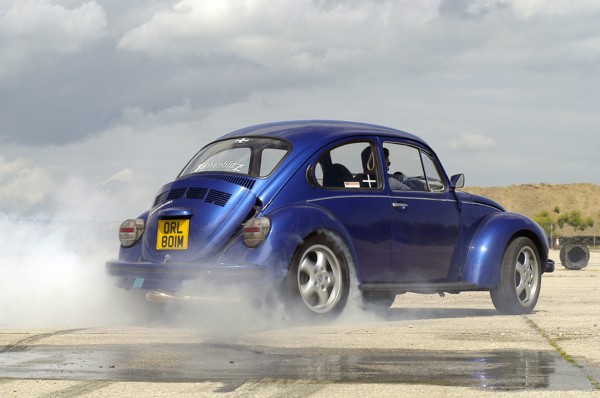 VW Beetle Burning out. Artist: Unknown.