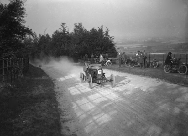 HR Godfrey driving a GN Bluebottle, Inter-Varsity Hillclimb, Tring, Hertfordshire, 5 March 1921. Artist: Bill Brunell.