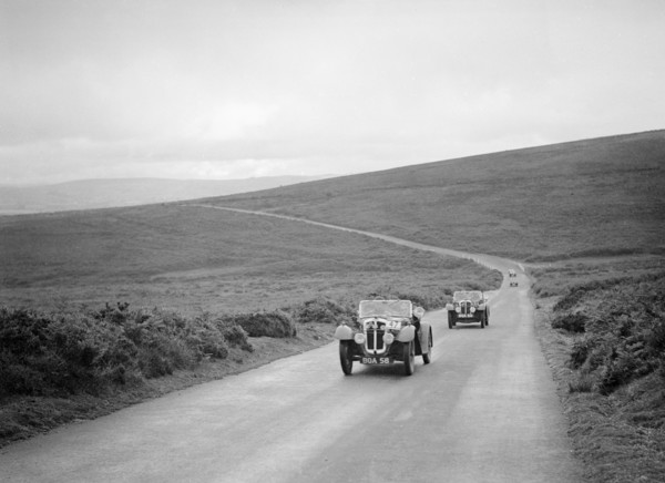 Austin 7s of CD Buckley and Bert Hadley competing at the MCC Torquay Rally, July 1937. Artist: Bill Brunell.