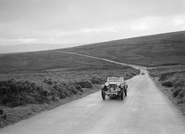 EH Goodenough's MG PB competing at the MCC Torquay Rally, July 1937. Artist: Bill Brunell.