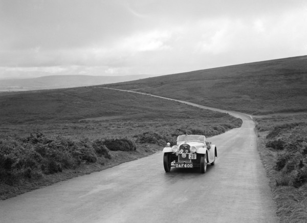 Morgan 4/4 of JC Harris competing at the MCC Torquay Rally, July 1937. Artist: Bill Brunell.
