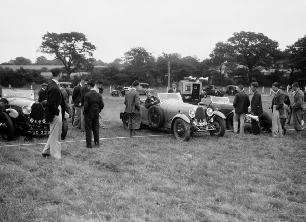 Two Bugatti Type 44s taking part in the Bugatti Owners Club gymkhana, 5 July 1931. Artist: Bill Brunell.