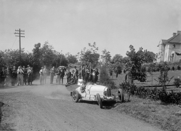 Bugatti Type 37, Bugatti Owners Club Hill Climb, Chalfont St Peter, Buckinghamshire, 1935. Artist: Bill Brunell.