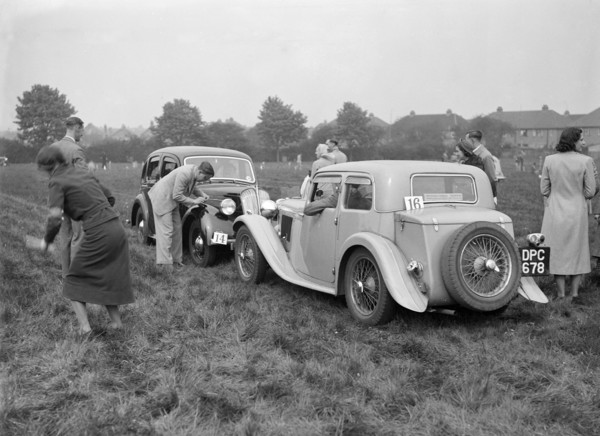 Standard SS II and Standard Flying Twelve at the Standard Car Owners Club Gymkhana, 8 May 1938. Artist: Bill Brunell.