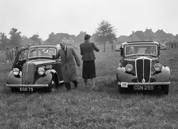 Standard Flying Ten and Standard Ten at the Standard Car Owners Club Gymkhana, 8 May 1938. Artist: Bill Brunell.