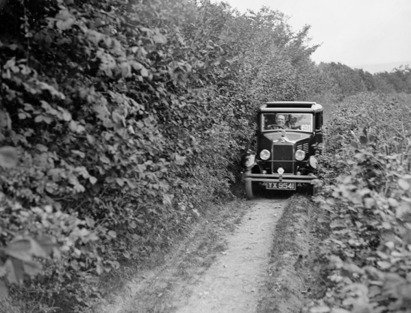 Standard Big Nine of GW Olive taking part in the North West London Motor Club Trial, 1 June 1929. Artist: Bill Brunell.