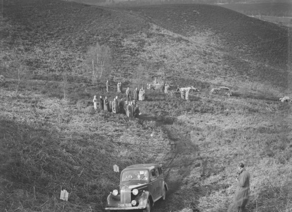 1938 Vauxhall Ten taking part in a motoring trial, late 1930s. Artist: Bill Brunell.