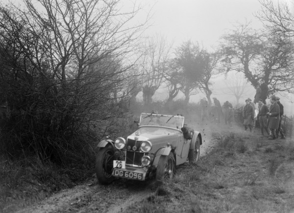 MG F type of GF Horan at the Sunbac Colmore Trial, near Winchcombe, Gloucestershire, 1934. Artist: Bill Brunell.