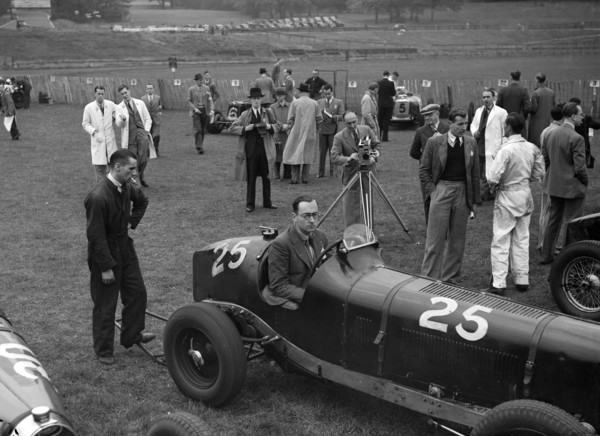 ERA at Crystal Palace motor racing circuit, 1938 or 1939. Artist: Bill Brunell.