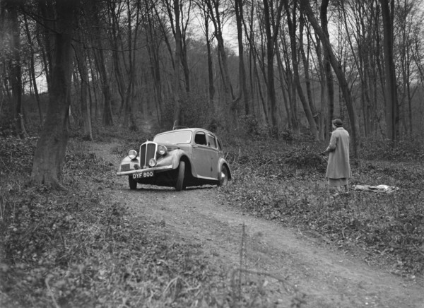 1937 Standard Twelve at the Standard Car Owners Club Southern Counties Trial, 1938. Artist: Bill Brunell.