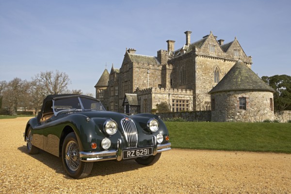 1954 Jaguar XK140 outside Palace House, Beaulieu Artist: Unknown.