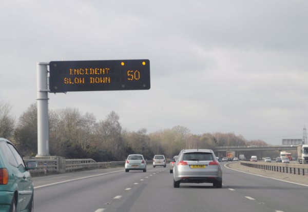 M27 Motorway Matrix overhead warning sign
