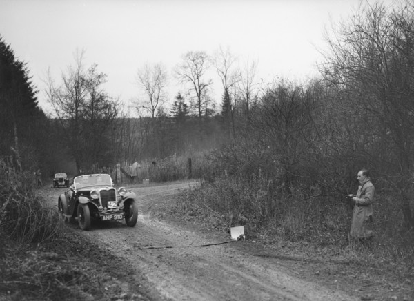1935 972 cc Singer competing in the Great West Motor Club Thatcher Trophy, 1938. Artist: Bill Brunell.